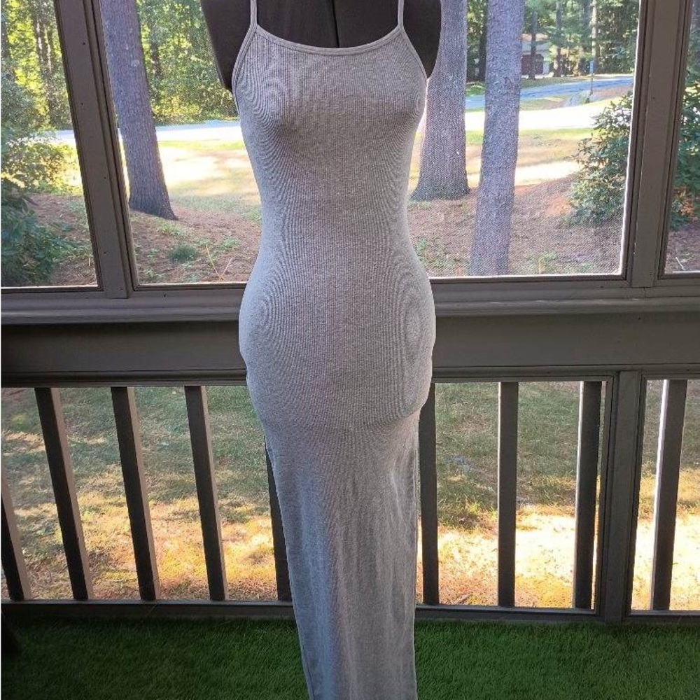Skims Ribbed Gray Maxi Dress - XS
